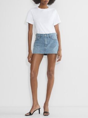 NWT Denim Forum 90s Vintage Micro Denim Mini Skirt in 7 Yrs Bleu Taboo - Size 24